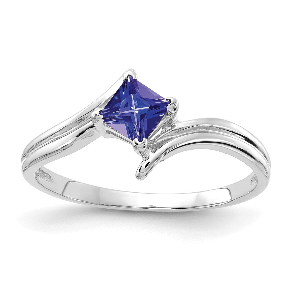 14k White Gold 4mm Princess Cut Tanzanite ring