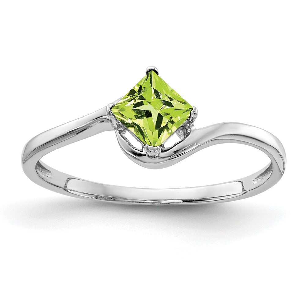 14k White Gold 4mm Princess Cut Peridot ring