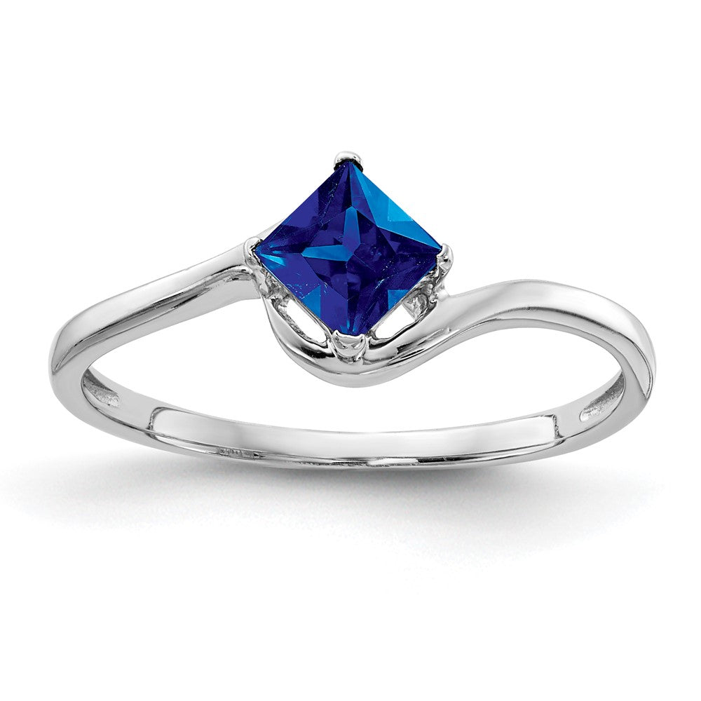 14k White Gold 4mm Princess Cut Sapphire ring