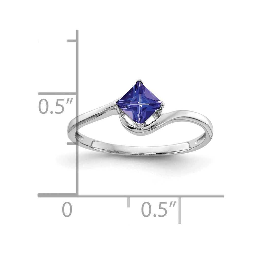 14k White Gold 4mm Princess Cut Tanzanite ring