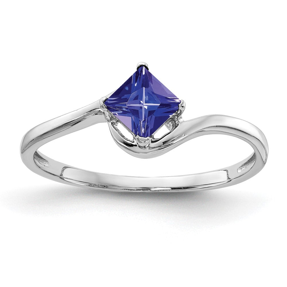 14k White Gold 4mm Princess Cut Tanzanite ring