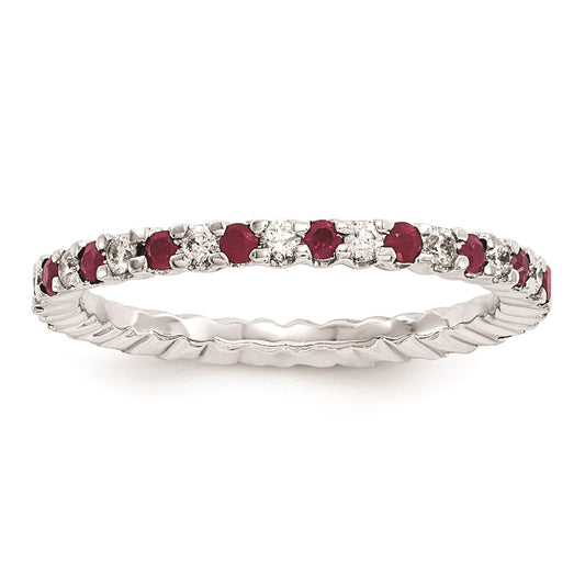 14k White Gold Real Diamond / Ruby ring