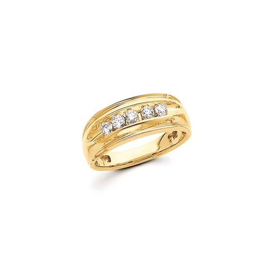 14K Yellow Gold AA Real Diamond Men's Band