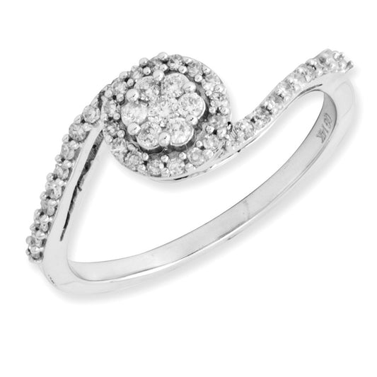 14K White Gold Real Diamond Ring