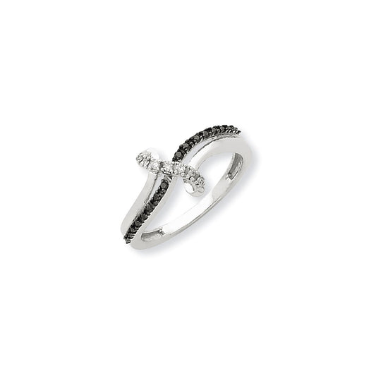 14K White Gold Black & White Real Diamond Ring