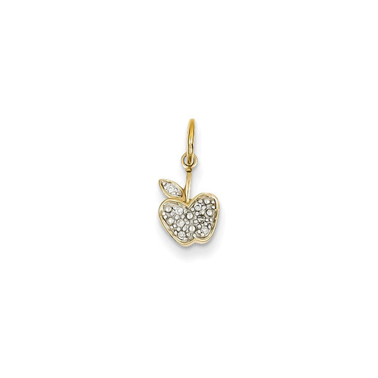 Natural Diamond Apple Charm in 14k Yellow Gold