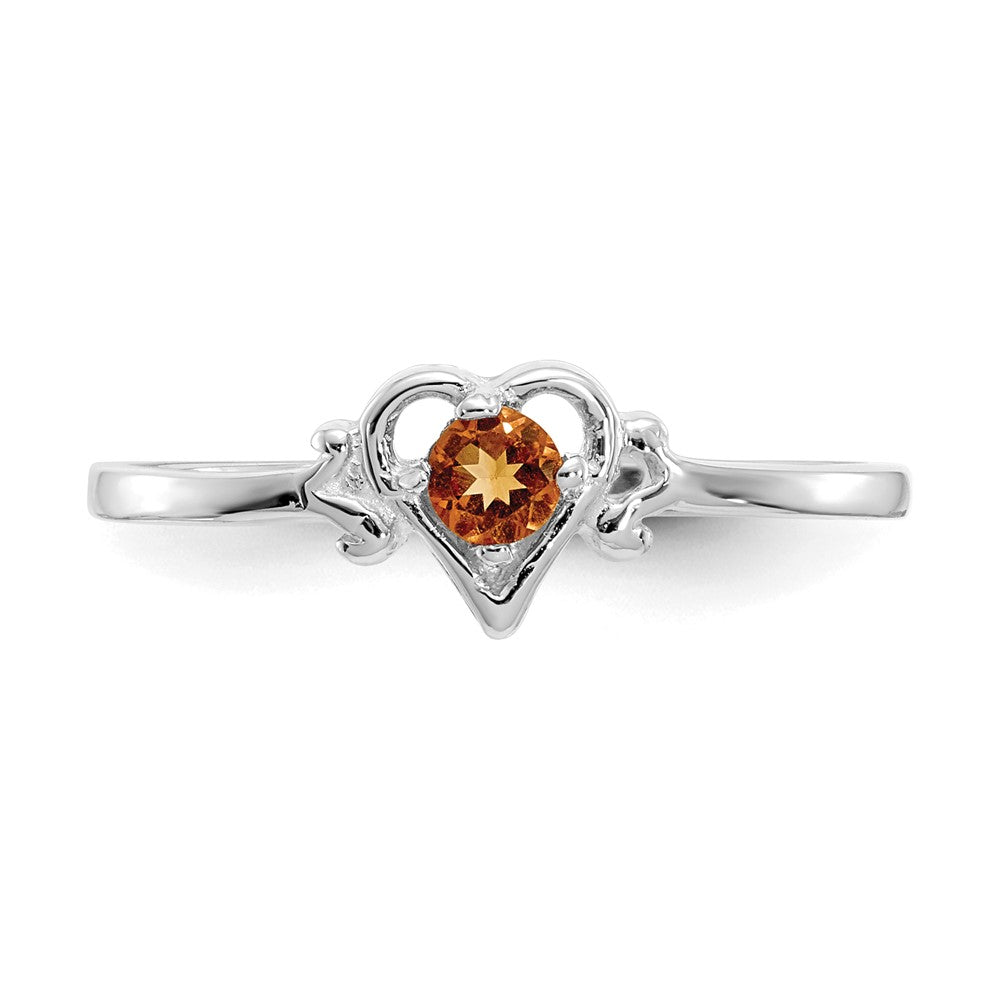 14K White Gold Citrine Birthstone Heart Ring