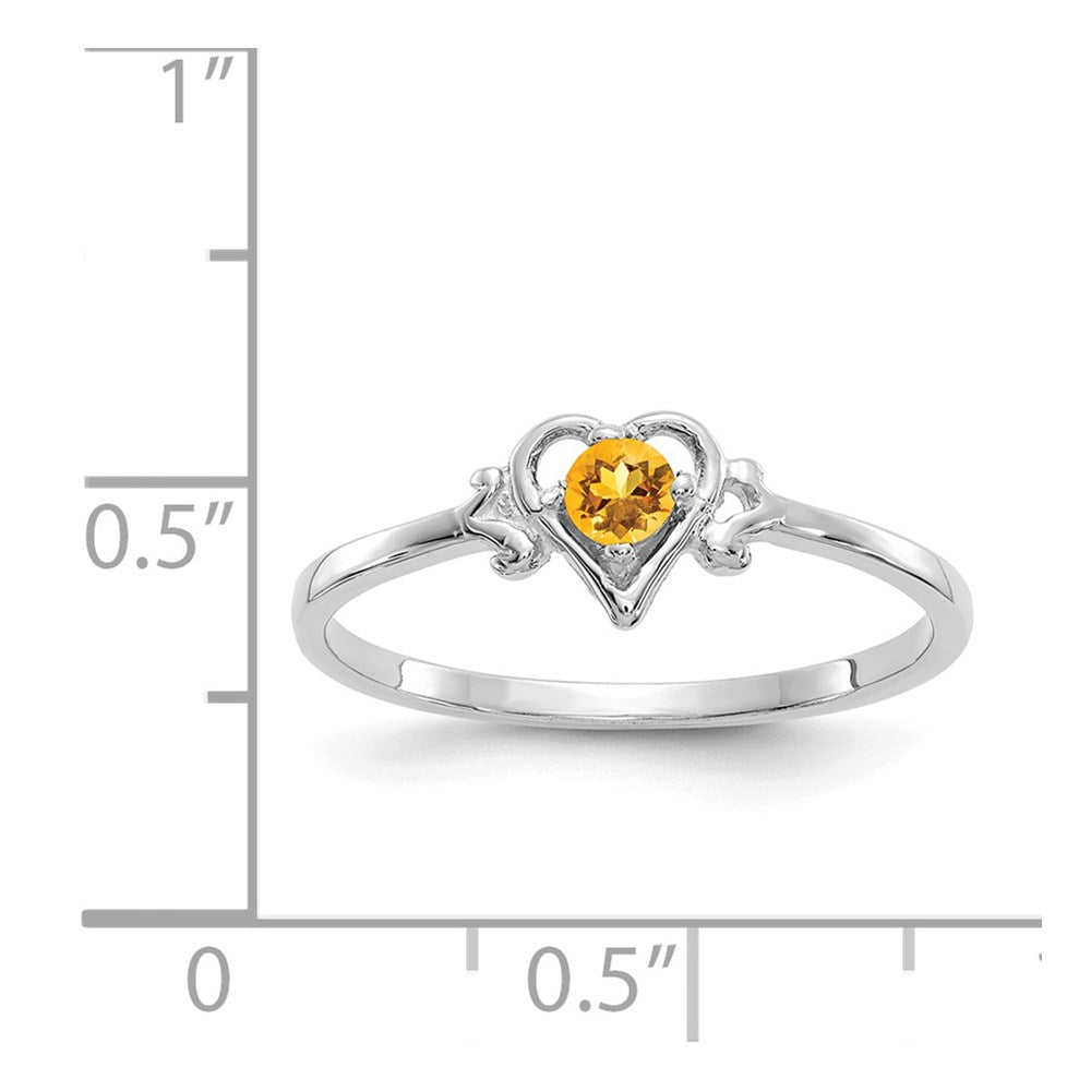 14K White Gold Citrine Birthstone Heart Ring