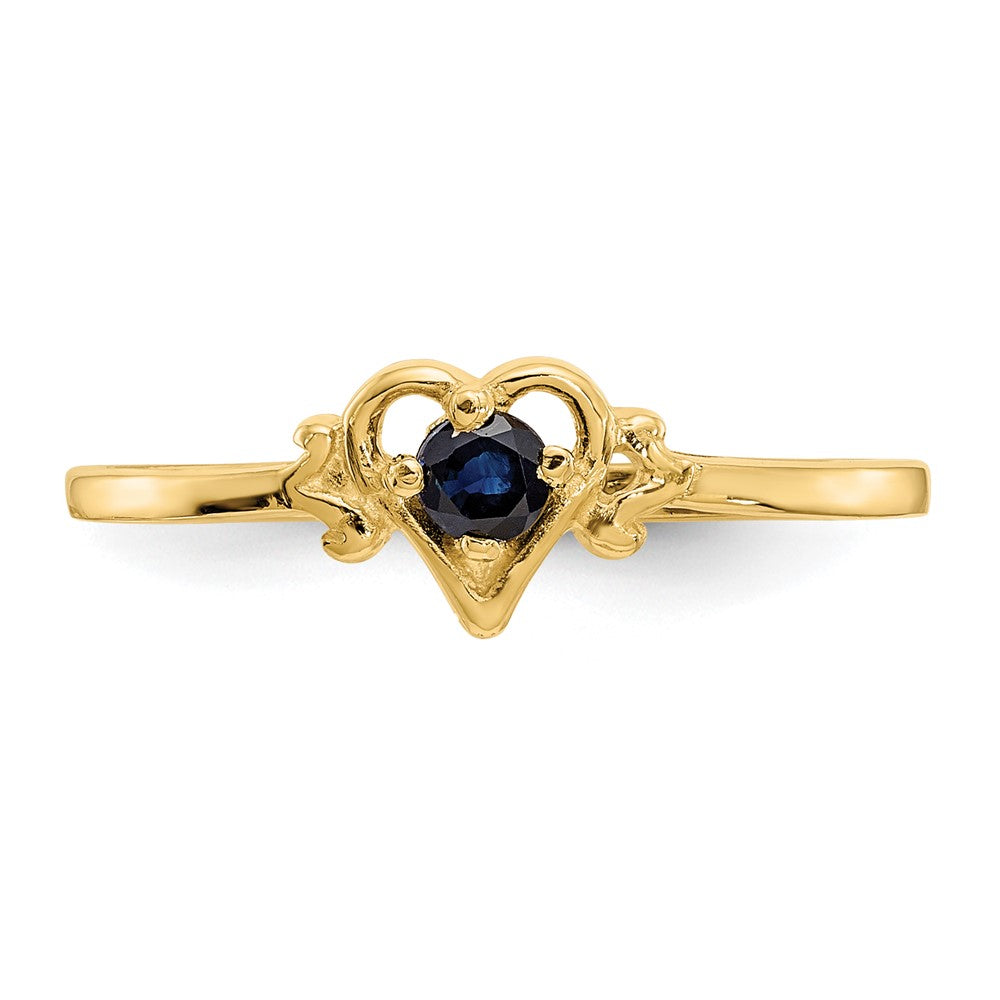 14K Yellow Gold Sapphire Birthstone Heart Ring