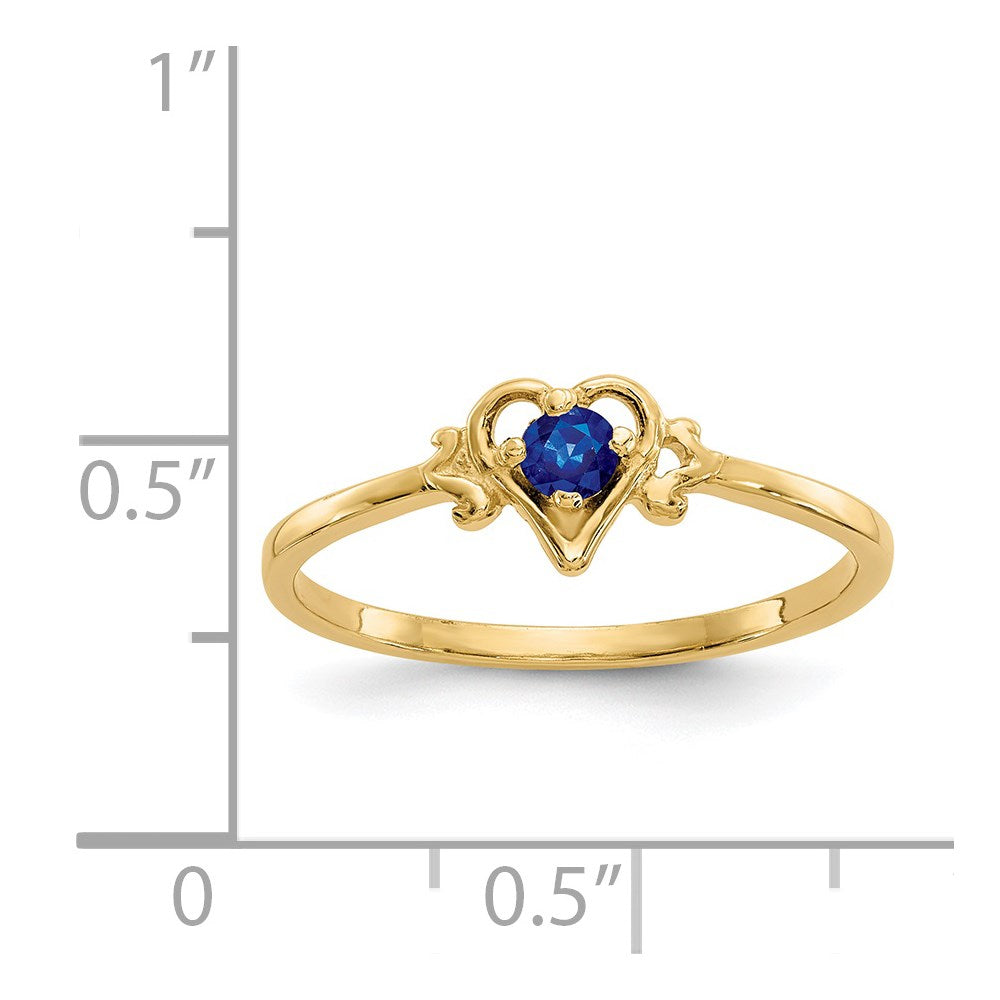 14K Yellow Gold Sapphire Birthstone Heart Ring