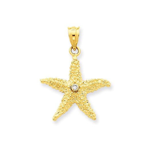 14K Diamond Starfish Pendant