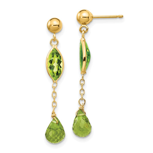 14K Peridot Post Earrings