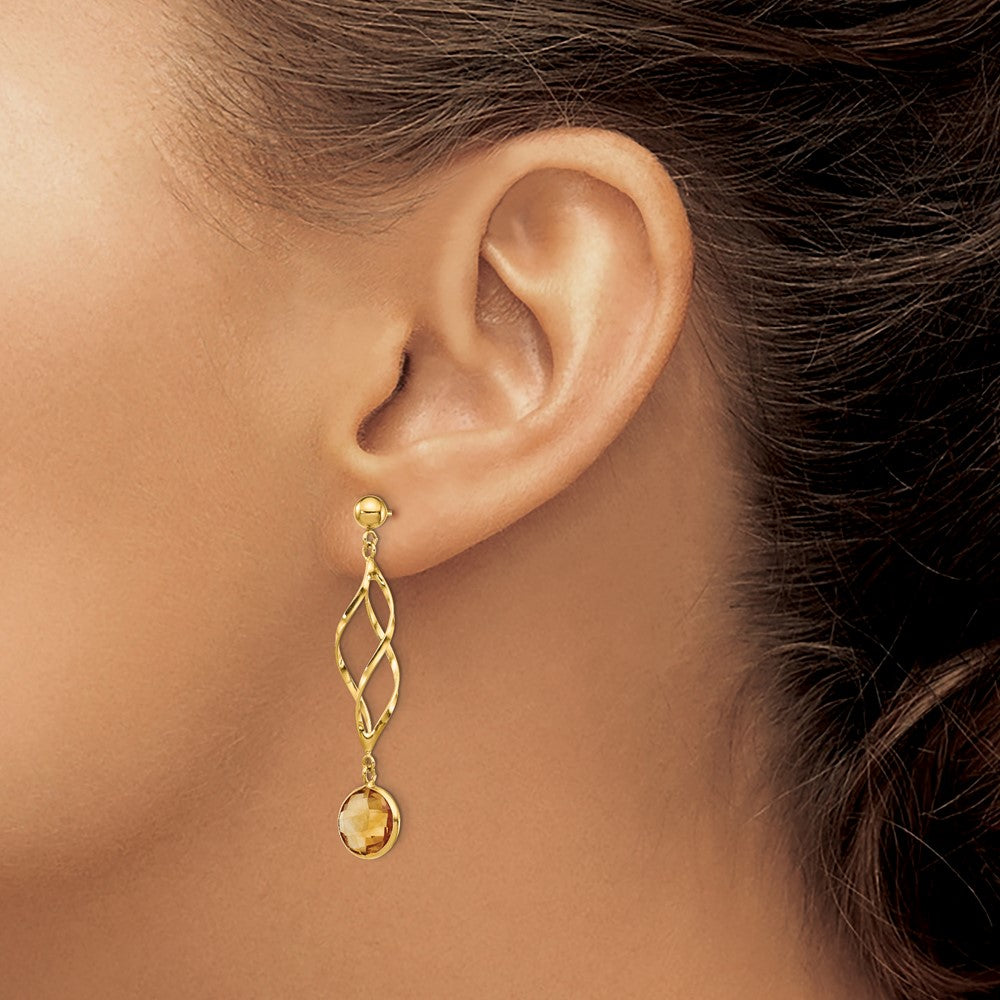 14K Citrine Swirl Post Earrings