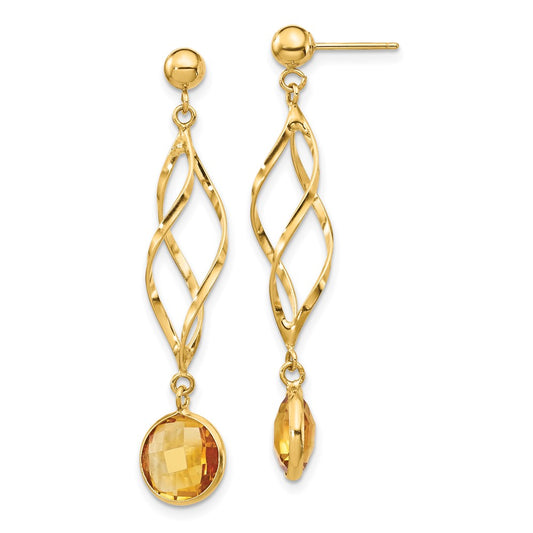 14K Citrine Swirl Post Earrings