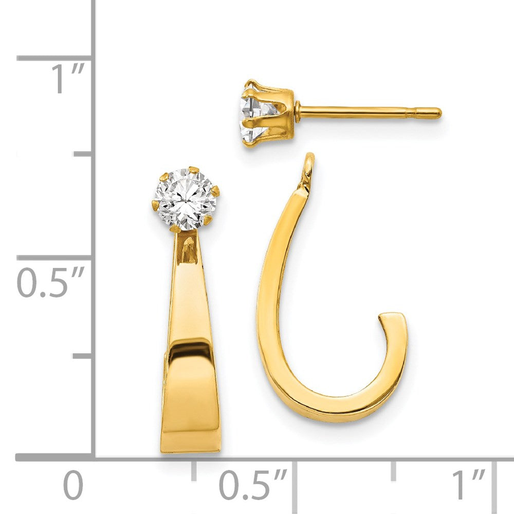 14k Yellow Gold J Hoop with CZ Stud Earring Jackets