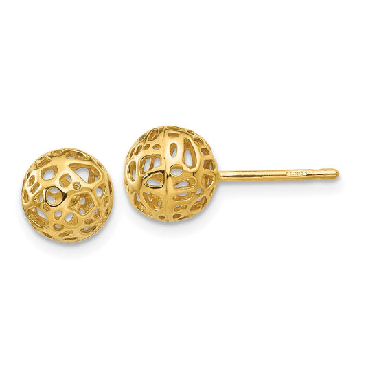 14k Yellow Gold Medium Fancy Ball Post Earrings