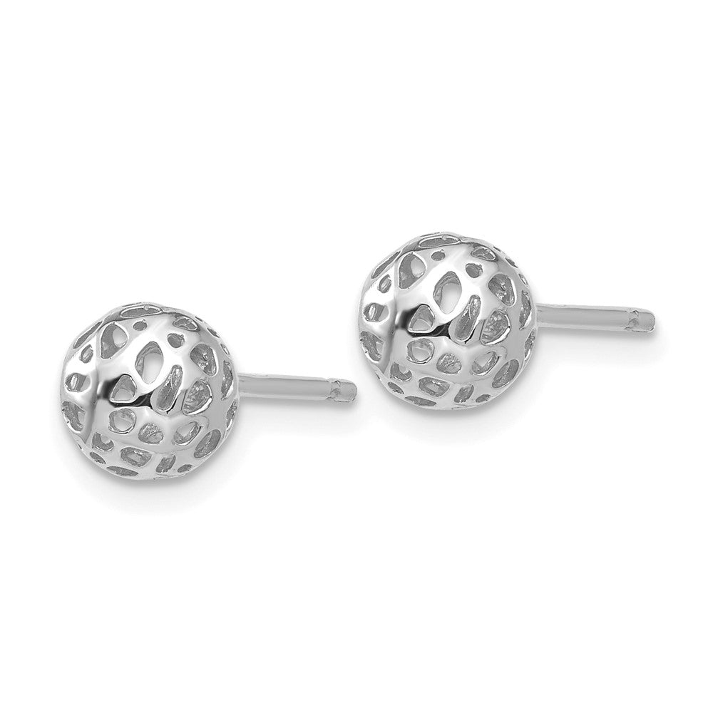 14k White Gold Fancy Ball Post Earrings