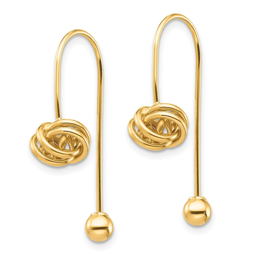 14k Yellow Gold Love Knot w/Screw End Threader Earrings