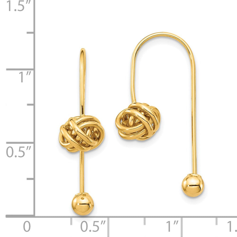 14k Yellow Gold Love Knot w/Screw End Threader Earrings