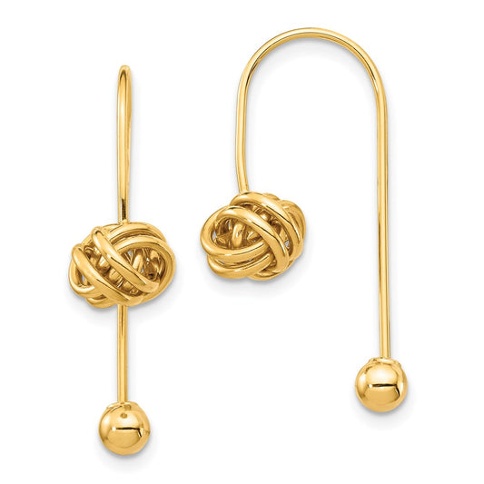 14k Yellow Gold Love Knot w/Screw End Threader Earrings