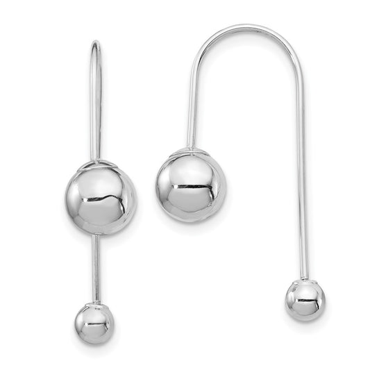 14k White Gold Bead w/Screw End Threader Earrings