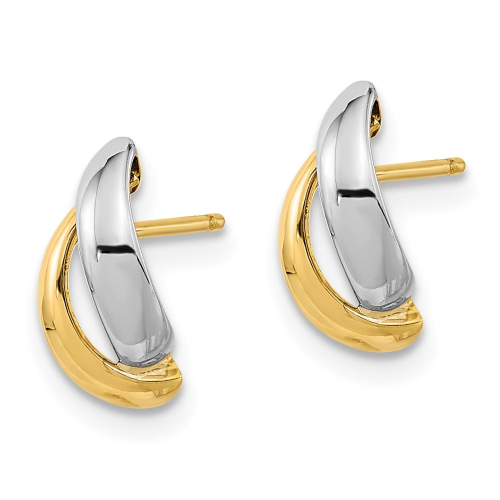 14k Yellow & Rhodium Gold Gold White Rhodium Fancy Teardrop Post Earrings