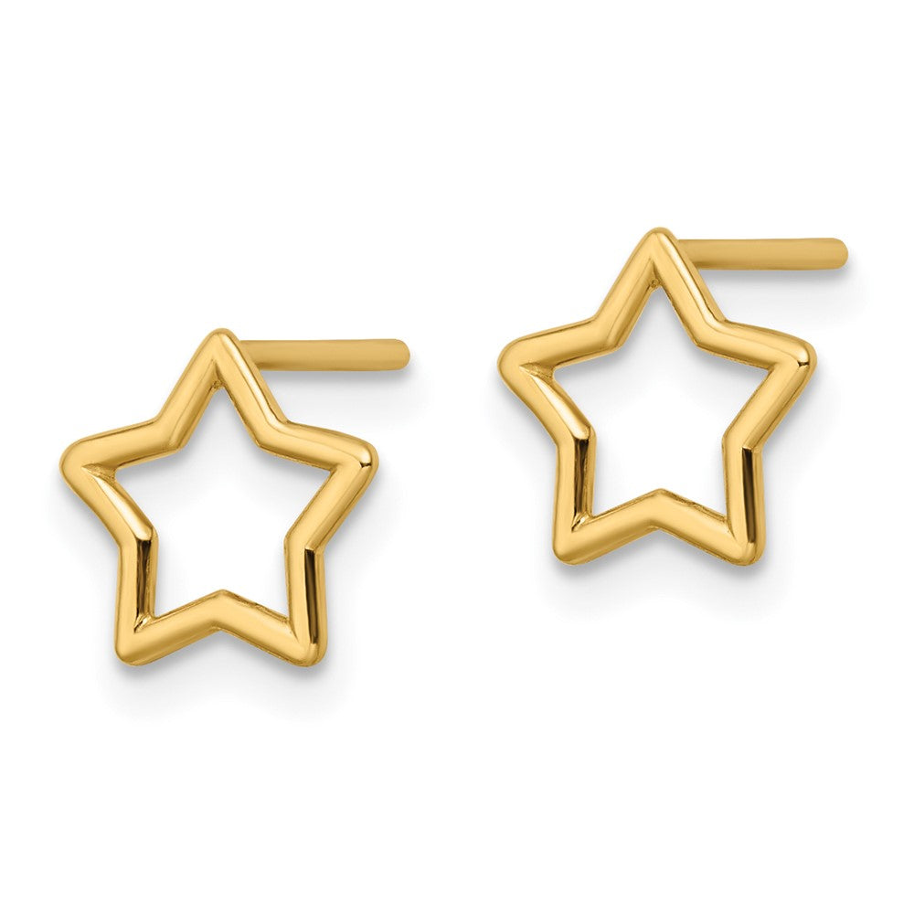 14k Yellow Gold Polished Star Stud Post Earrings