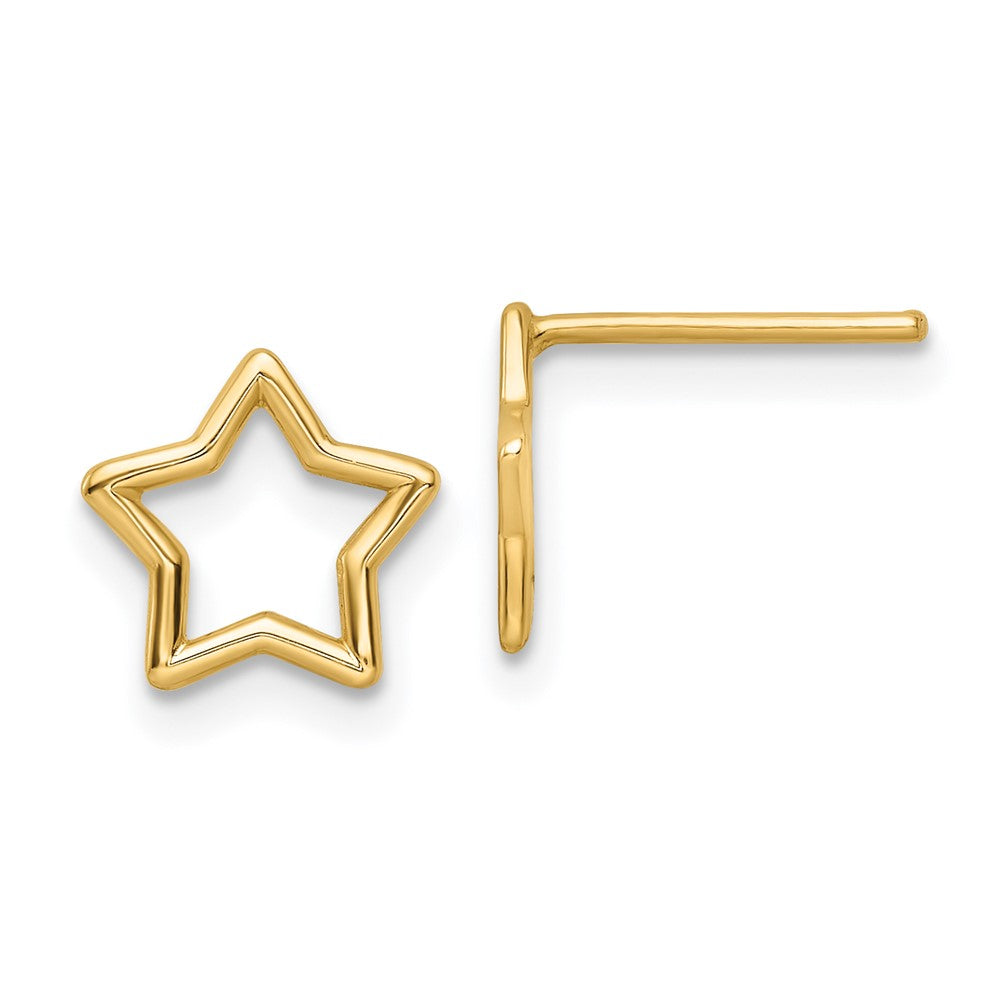 14k Yellow Gold Polished Star Stud Post Earrings