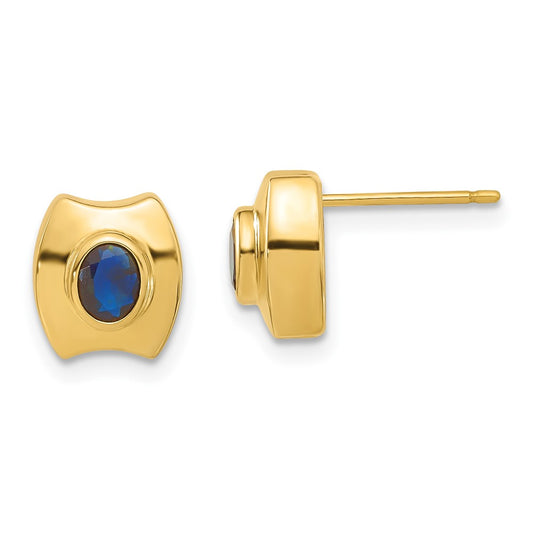 14k Yellow Goldy Sapphire Post Earrings