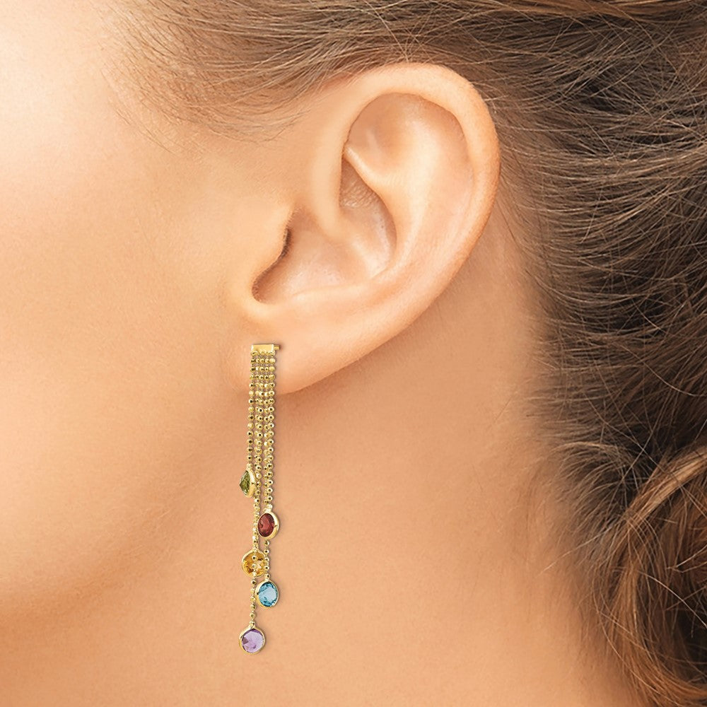 14k Multi-colored Gemstone Dangle Earrings