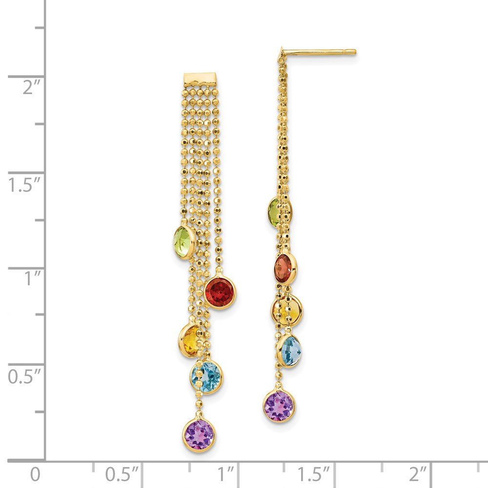 14k Multi-colored Gemstone Dangle Earrings