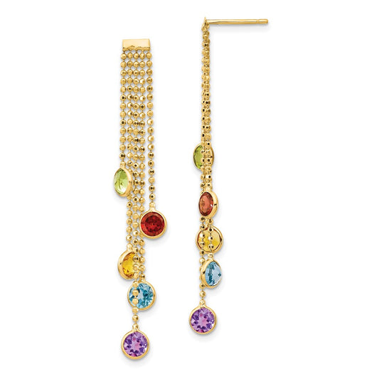 14k Multi-colored Gemstone Dangle Earrings