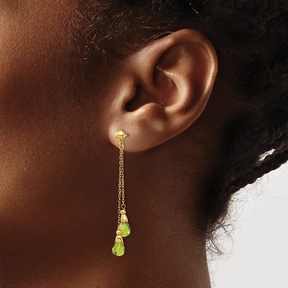 14k Peridot Dangle Earrings