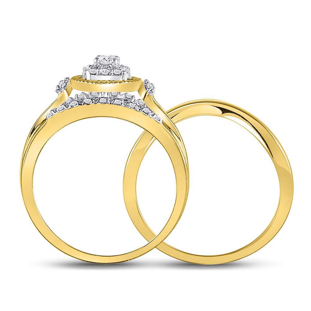 10k Yellow Gold Round Diamond Bridal Wedding Ring Set 1/3 Cttw