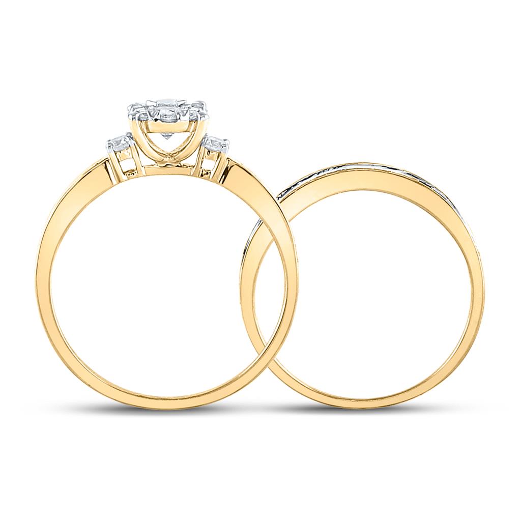 14k Yellow Gold Round Diamond Bridal Wedding Ring Set 5/8 Cttw