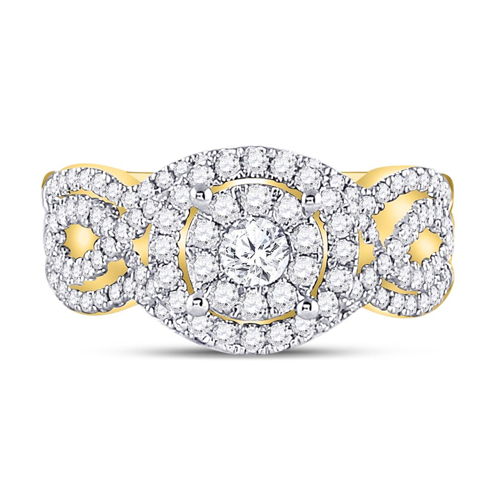 14k Yellow Gold Round Diamond 3-Piece Bridal Wedding Ring Set 1 Cttw