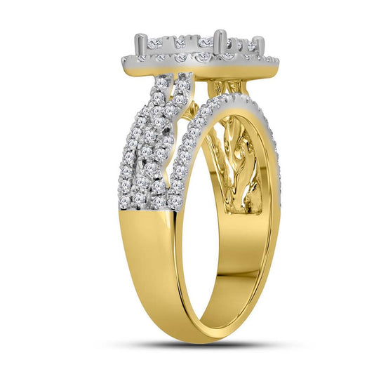 14k Yellow Gold Diamond Bridal Engagement Ring 1-1/2 Cttw