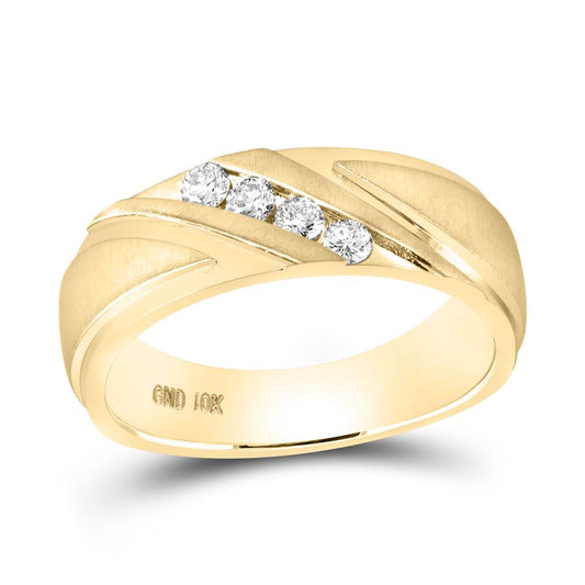 10k Yellow Gold Round Diamond Wedding Band 1/4 Cttw