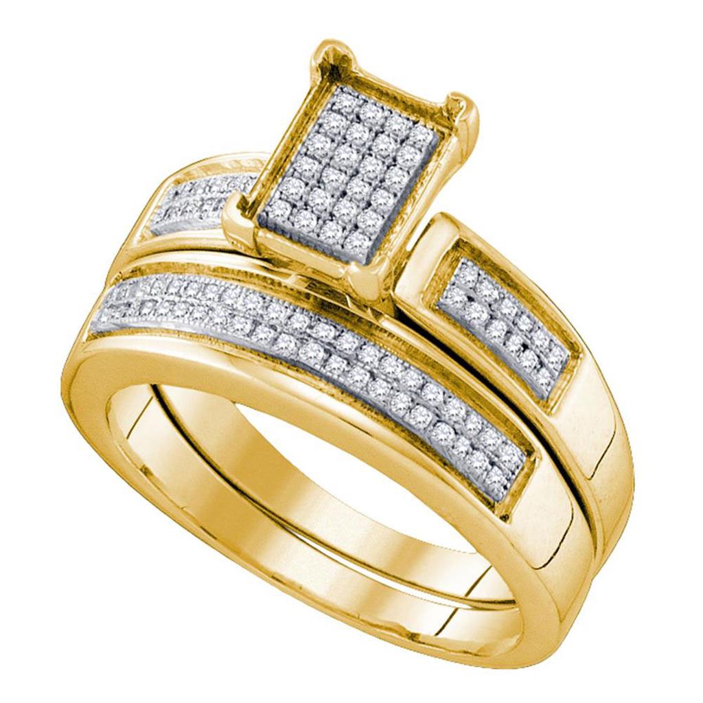 10k Yellow Gold Round Diamond Bridal Wedding Ring Set 1/4 Cttw