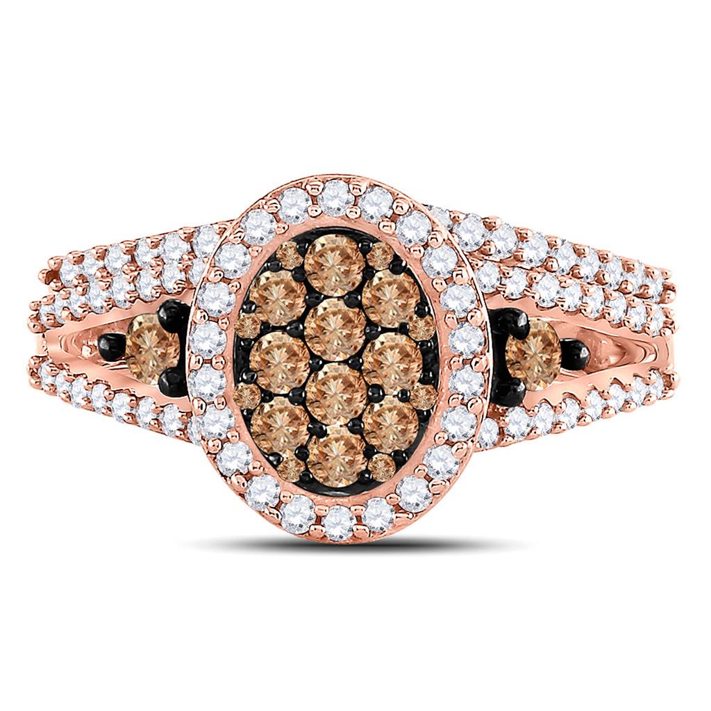 10k Rose Gold Round Brown Diamond Bridal Wedding Ring Set 1 Cttw