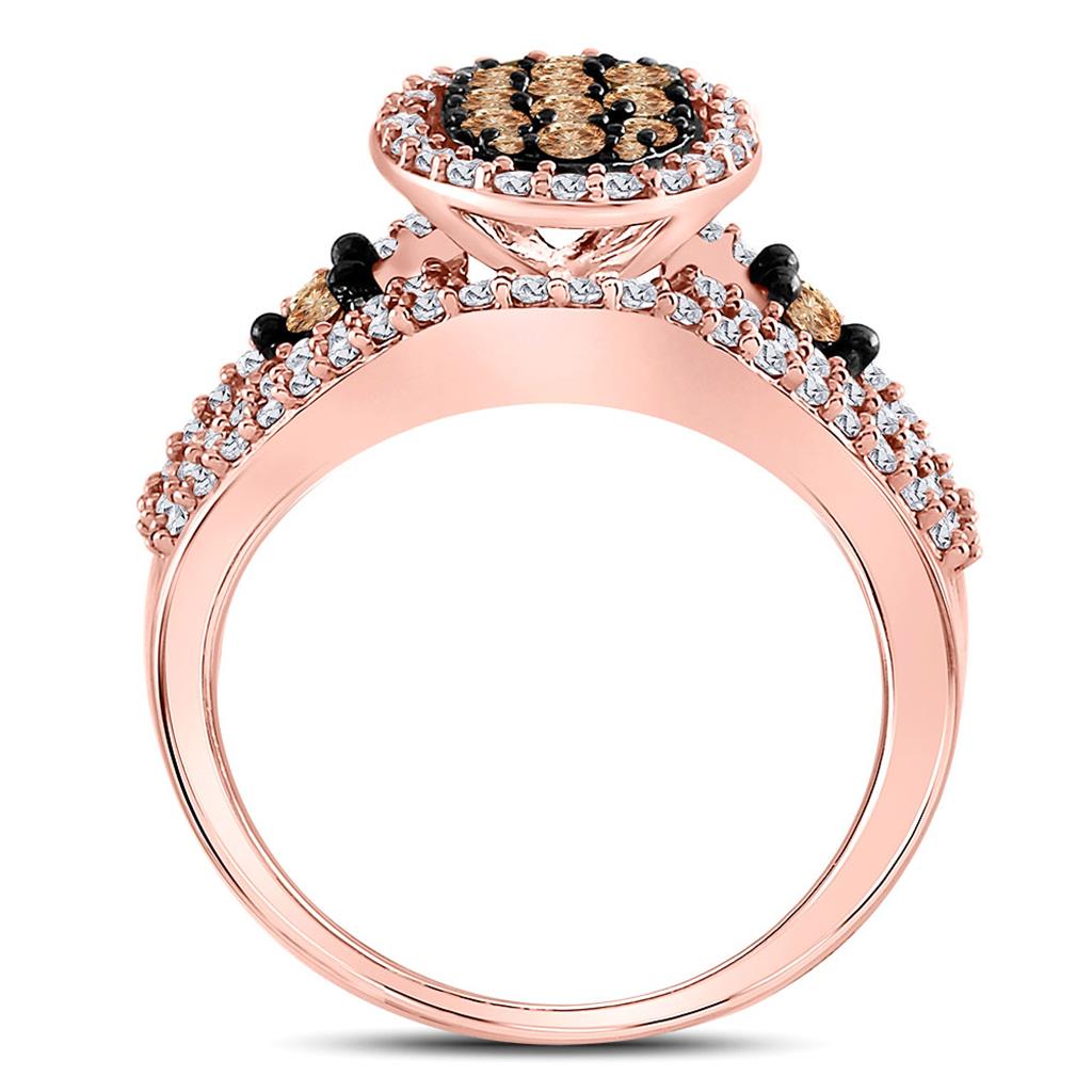 10k Rose Gold Round Brown Diamond Bridal Wedding Ring Set 1 Cttw