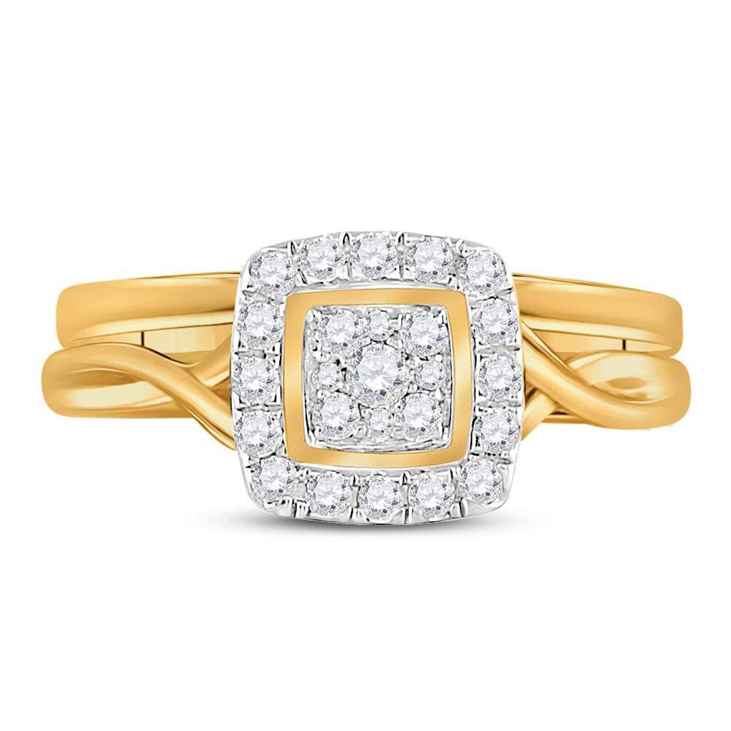 10k Yellow Gold Round Diamond Bridal Wedding Ring Set 1/3 Cttw