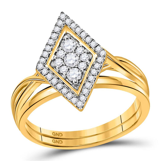 10k Yellow Gold Round Diamond Bridal Wedding Ring Set 1/3 Cttw