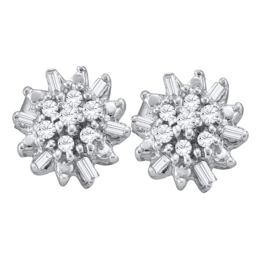 1/6CTW-Diamond CLUSTER EARRINGS