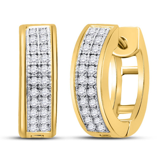 10k Yellow Gold Round Diamond Huggie Earrings 1/6 Cttw