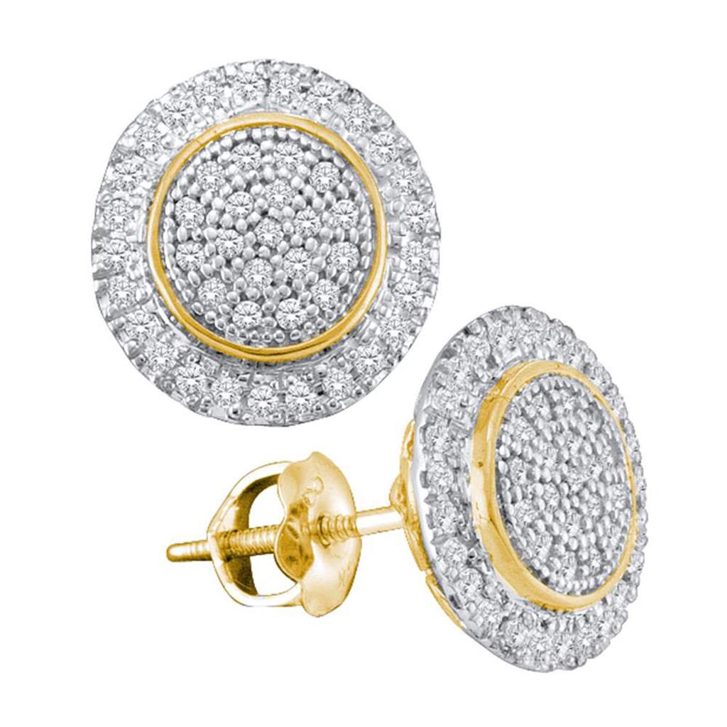 10k Yellow Gold Round Diamond Cluster Earrings 1/4 Cttw