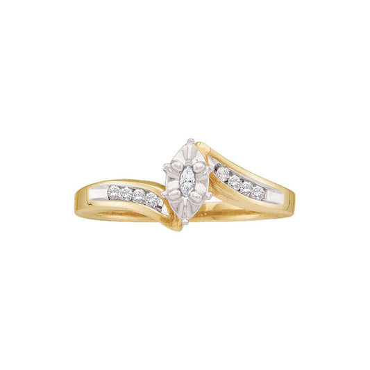 10k Yellow Gold Marquise Diamond Marquise Bridal Engagement Ring 1/6 Cttw