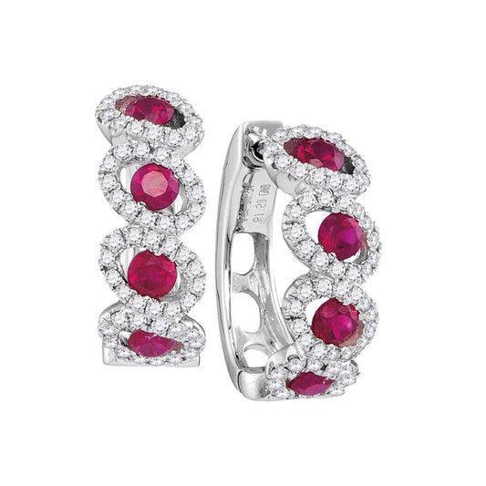 1/2CTW-Diamond 7/8(MIN)CT RUBY EARRINGS