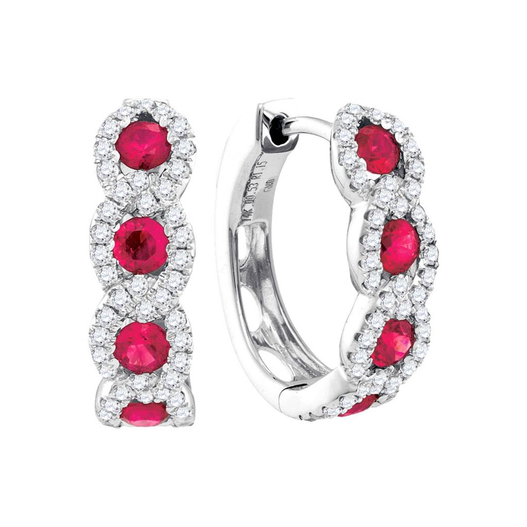 1/2CTW-Diamond 7/8(MIN)CT RUBY EARRINGS