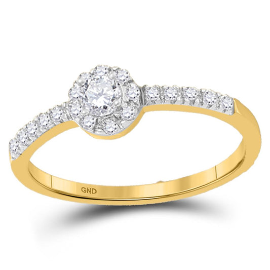 10k Yellow Gold Round Diamond Solitaire Bridal Engagement Ring 1/4 Cttw